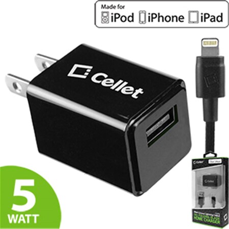 Cellet 5 Watt With Folding Blades Single Port Home Charger - Black TCAPP8F12BK